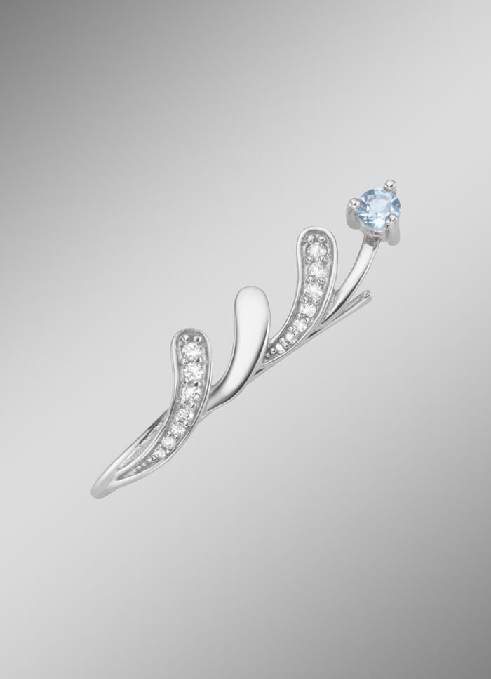 Moderne Ohrhaken mit Blautopas und Zirkonia