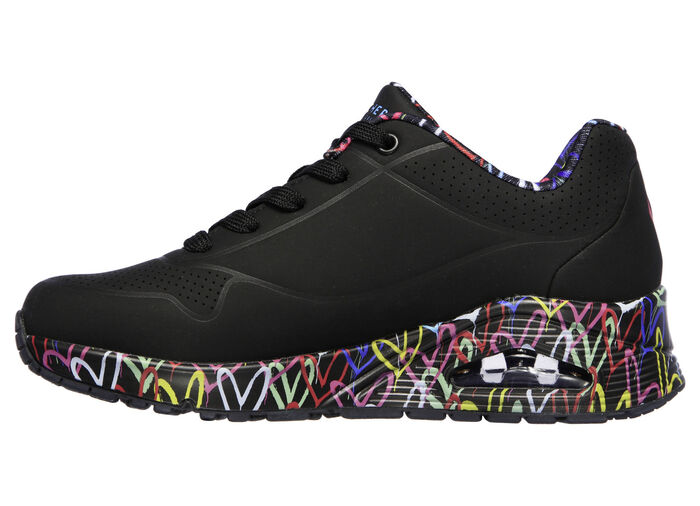 SKECHERS Schnür-Sneaker teilweise mit bunten Herzen bedruckt SCHWARZ