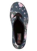 Bequeme Damen-Hausschuhe, Weite H, aus floral bedrucktem Meshmaterial GRAU-BUNT