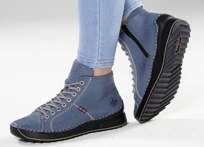 Rieker, sportive Damen-Boots, Winterschuhe, mit Reißverschluss JEANSBLAU