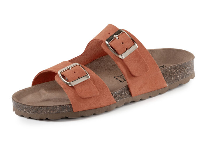 ELENA EDEN, klassische Damen-Pantoletten, Weite H, mit zwei verstellbaren Spangen ORANGE