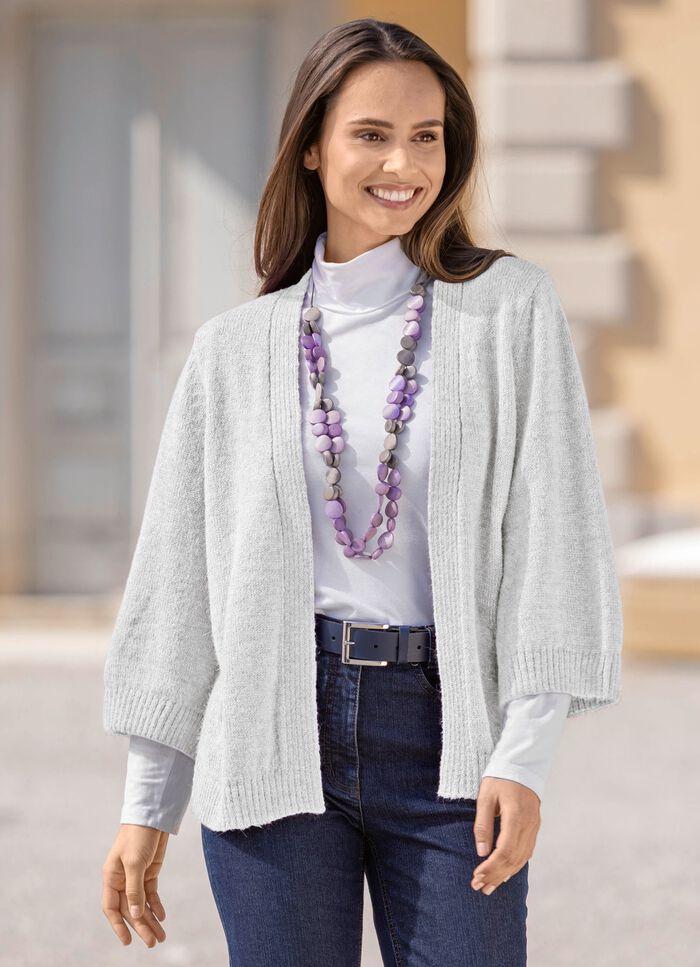 Strickjacke mit Alpaka HELLGRAU MELIERT