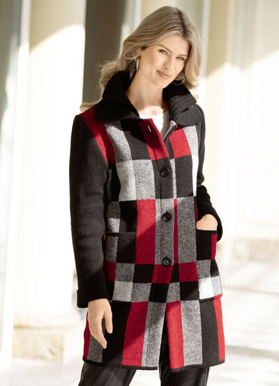 Strickmantel in Jacquard-Dessin 