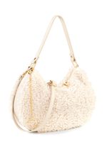 Laurina Tasche aus kuscheligem Teddy-Pl&uuml;sch und genarbtem Kalbleder ECRU