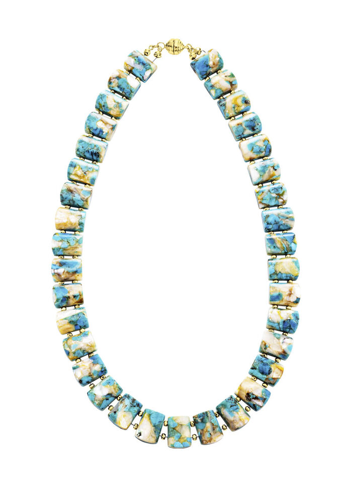 Halskette mit beh. Türkis und beh. Perlmutt 