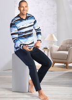 Schlafanzug mit V-Ausschnitt und offenen Abschl&uuml;ssen 