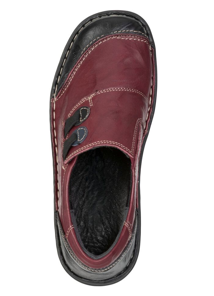 ELENA EDEN, klassische Damen-Slipper, Weite G, mit herausnehmbarem Fu&szlig;bett BURGUND-SCHWARZ