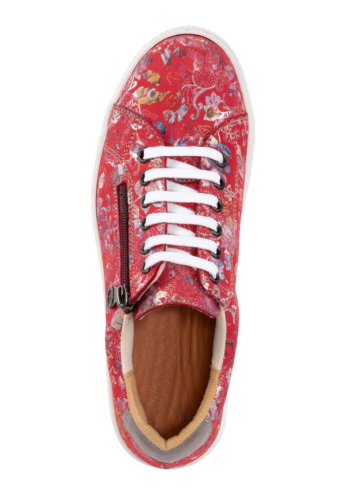 ELENA EDEN Schn&uuml;rschuh aus effektvoll bedrucktem Nubukleder ROT