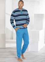 Schlafanzug mit Knopfleiste und B&uuml;ndchenabschl&uuml;ssen 