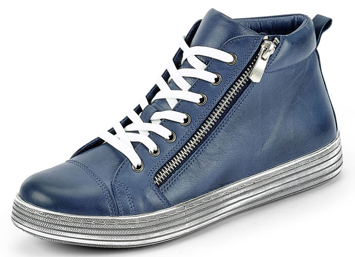 Gemini Schnür-Stiefelette mit praktischem Seitenreißverschluss JEANSBLAU