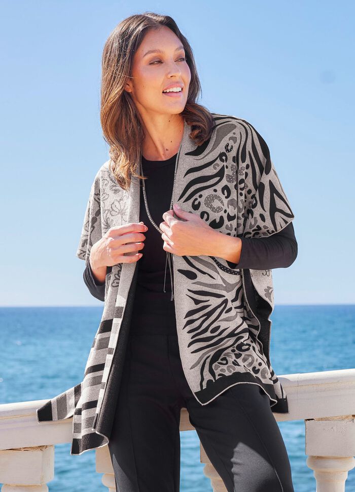 Poncho mit edlem Jacquard-Dessin 