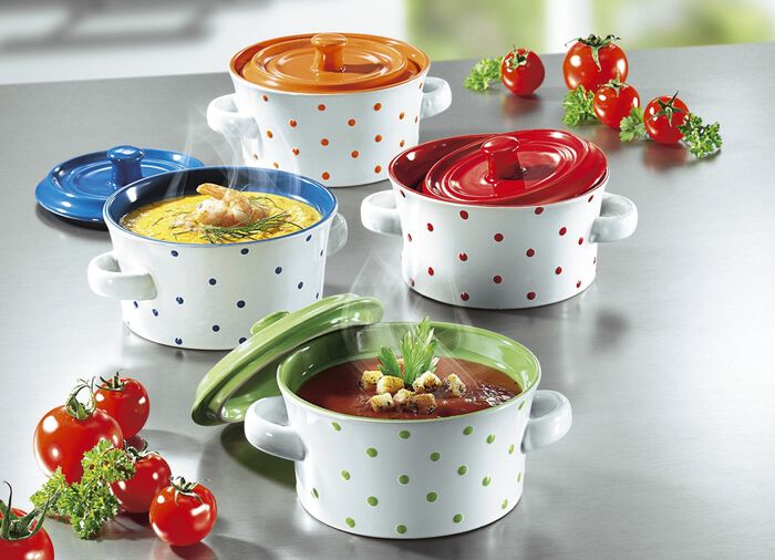 Schlemmert&ouml;pfchen, 4-teilig, aus feuerfester Keramik 