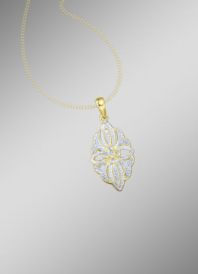 Anhänger mit Diamanten im Blumendesign 