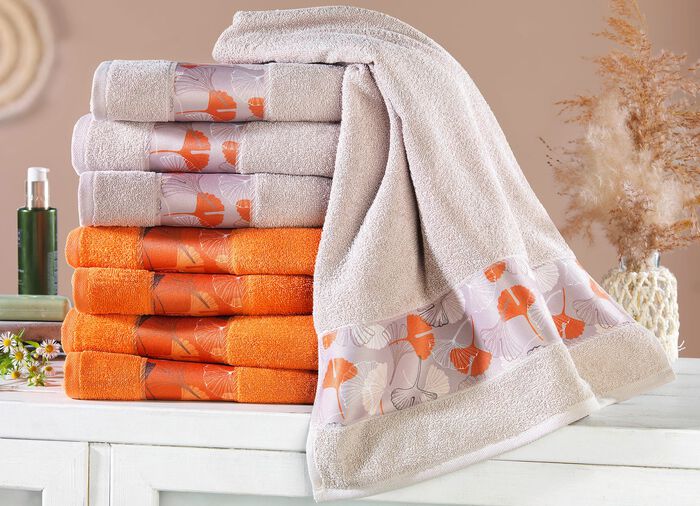 Frottier-Serie mit bedruckter Polyester-Bord&uuml;re 